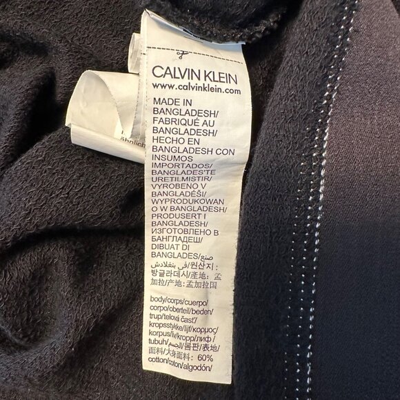 Calvin Klein Jeans Womens Black Hoodie W/ White Logo Hem Size M - Picture 7 of 10